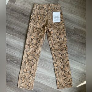 Frame size 26 high rise straight leg snakeskin patterned pant. Never worn
